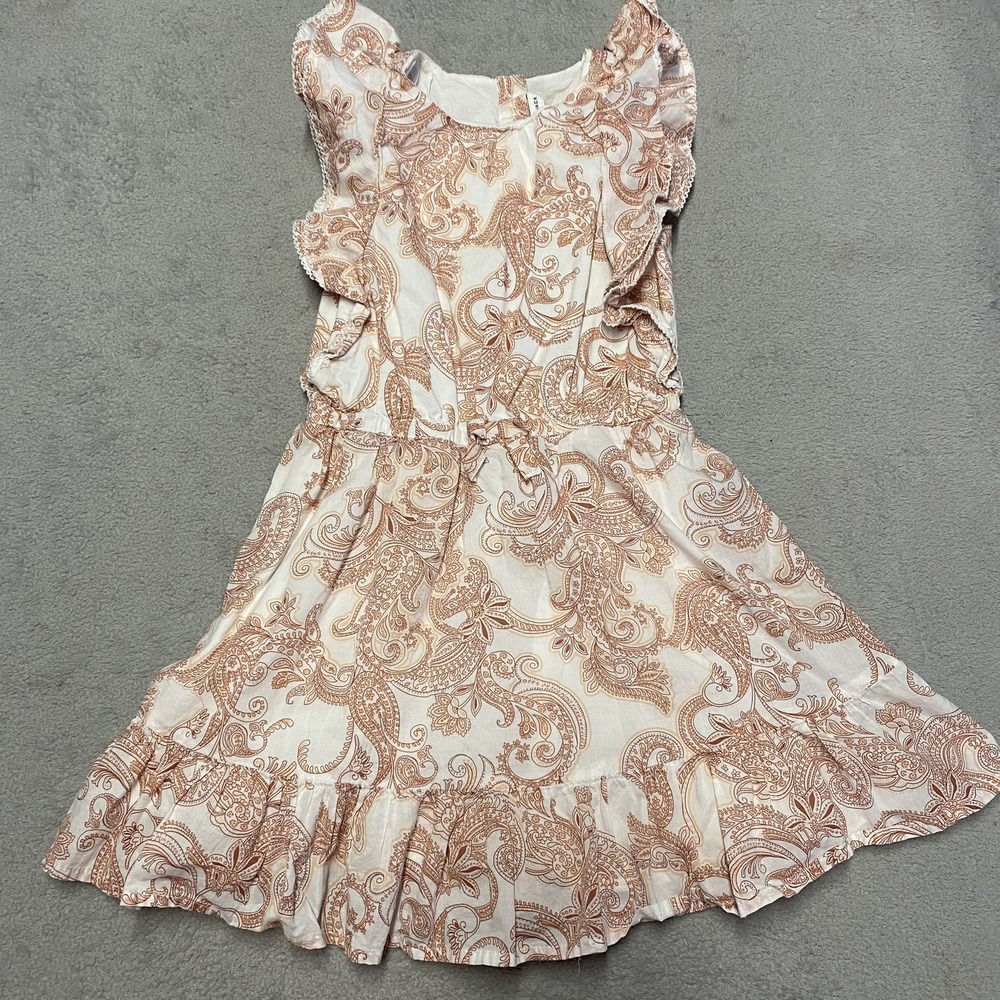 Janie‎ And Jack Dress 6 Paisley Floral Sundress Ruffle Sleeve Bow Tier Lined
